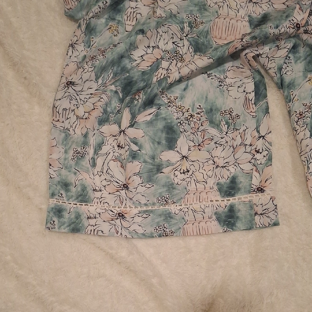 Cost Plus World Market Floral Pajama Pants - Green and White - Picture 6 of 7